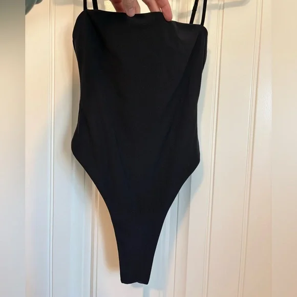 GONZA one piece swimsuit square neck BLACK cheeky. High waist size small - Picture 3 of 5